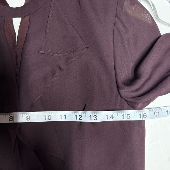 Cinq a Sept Sia Choker Ruffled Silk Blouse in Burgundy XS NWOT - Picture 8 of 11